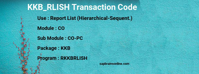 SAP KKB_RLISH transaction code