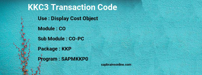SAP KKC3 transaction code
