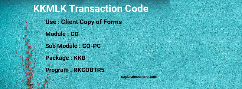 SAP KKMLK transaction code