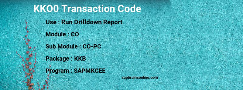 SAP KKO0 transaction code