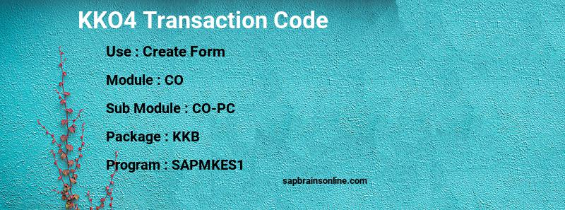 SAP KKO4 transaction code