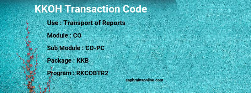 SAP KKOH transaction code
