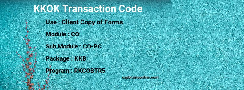 SAP KKOK transaction code