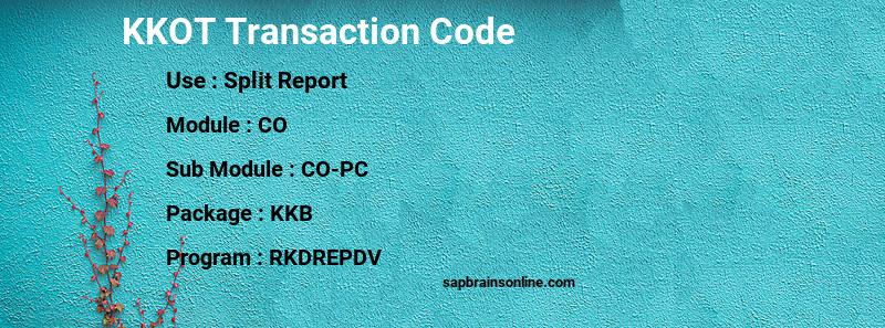 SAP KKOT transaction code