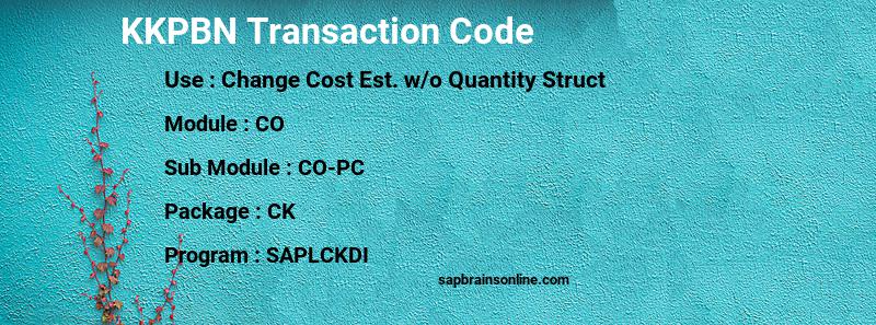 SAP KKPBN transaction code