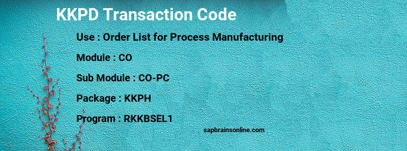 SAP KKPD transaction code