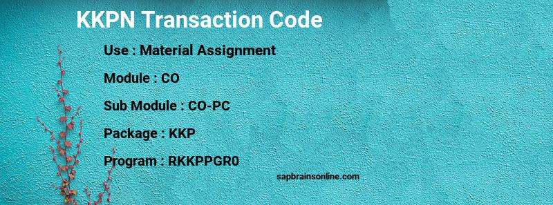 SAP KKPN transaction code
