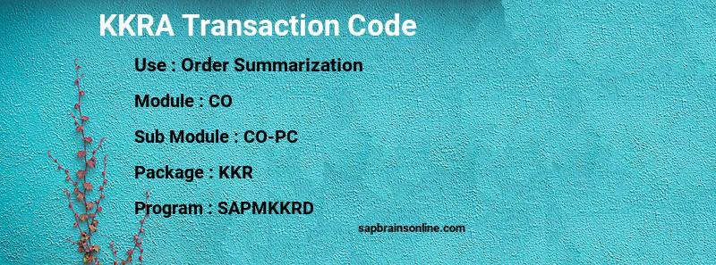 SAP KKRA transaction code