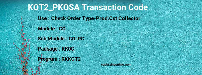 SAP KOT2_PKOSA transaction code
