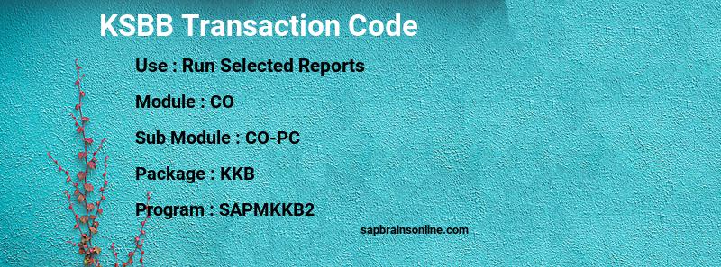 SAP KSBB transaction code