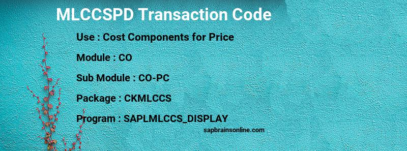 SAP MLCCSPD transaction code