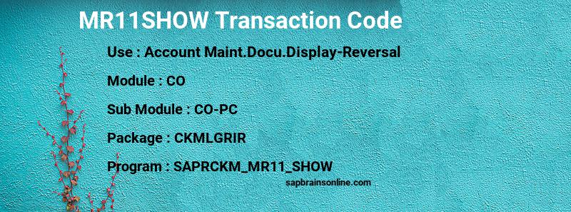 SAP MR11SHOW transaction code