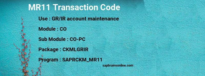 SAP MR11 transaction code
