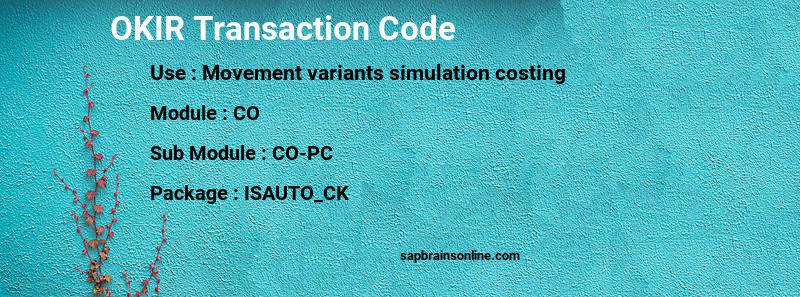 SAP OKIR transaction code