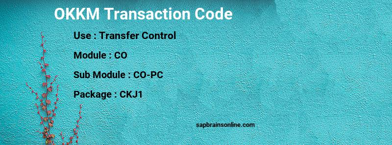 SAP OKKM transaction code
