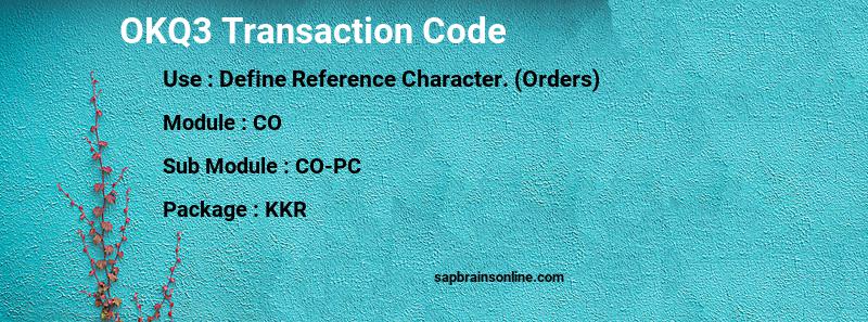 SAP OKQ3 transaction code