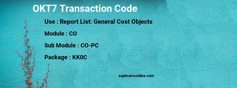 SAP OKT7 transaction code