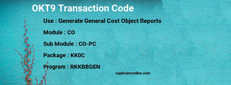 SAP OKT9 transaction code