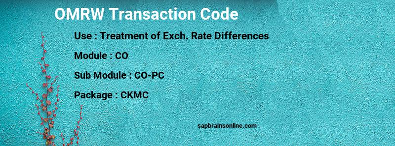 SAP OMRW transaction code