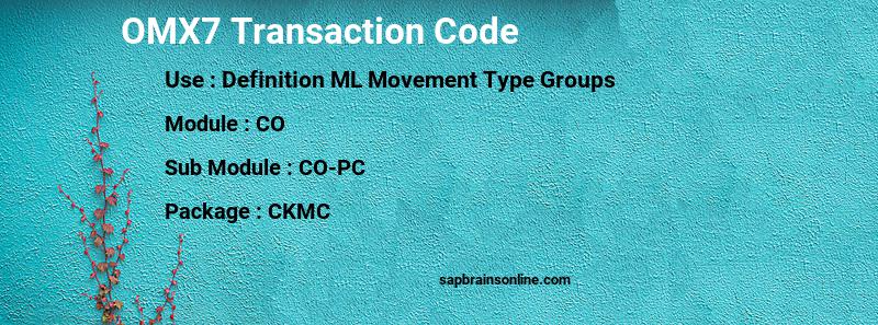 SAP OMX7 transaction code
