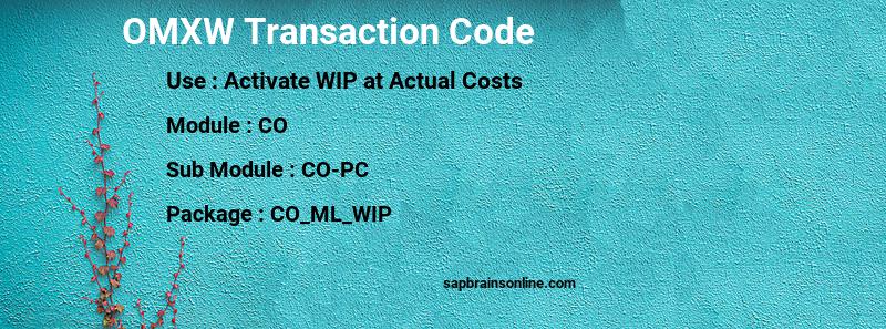 SAP OMXW transaction code