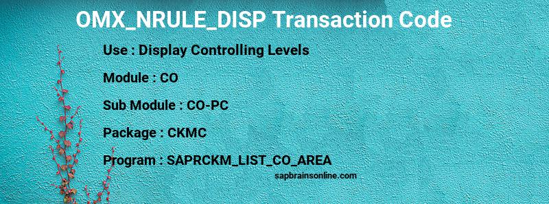 SAP OMX_NRULE_DISP transaction code