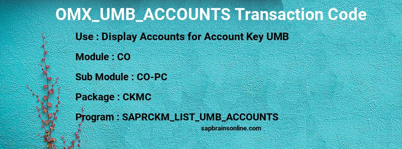 SAP OMX_UMB_ACCOUNTS transaction code