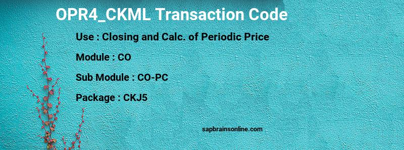 SAP OPR4_CKML transaction code