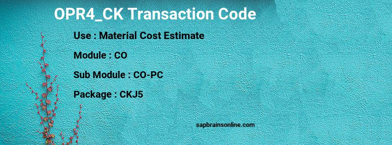 SAP OPR4_CK transaction code