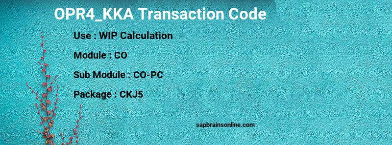 SAP OPR4_KKA transaction code