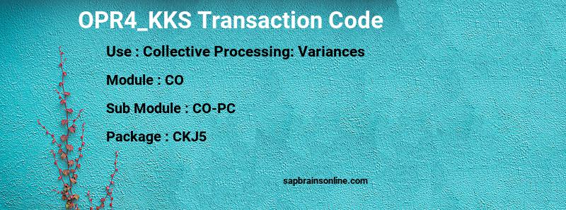 SAP OPR4_KKS transaction code
