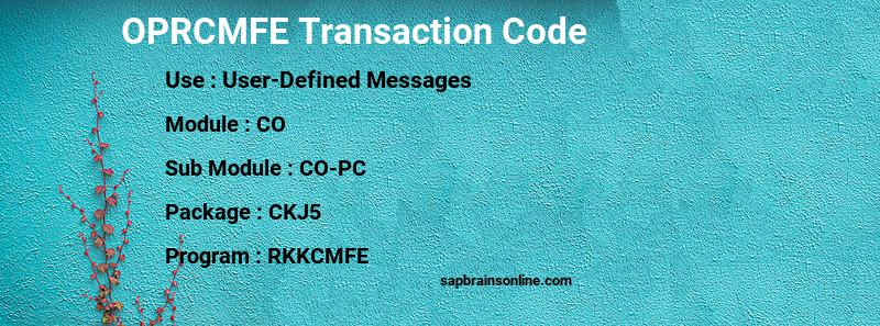 SAP OPRCMFE transaction code