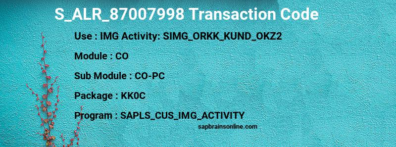 SAP S_ALR_87007998 transaction code