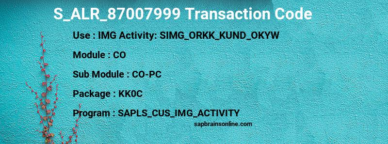 SAP S_ALR_87007999 transaction code