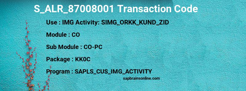 SAP S_ALR_87008001 transaction code