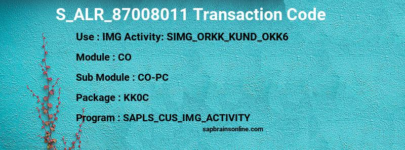 SAP S_ALR_87008011 transaction code