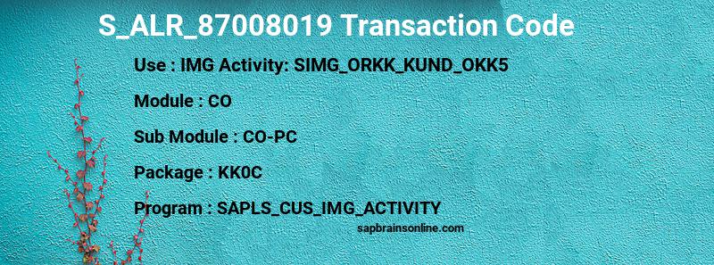 SAP S_ALR_87008019 transaction code