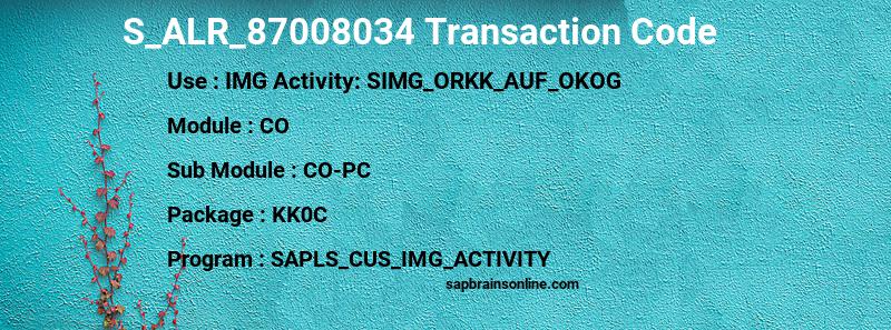 SAP S_ALR_87008034 transaction code