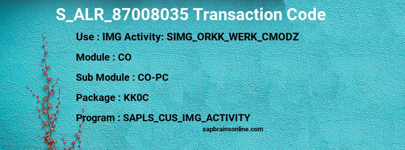 SAP S_ALR_87008035 transaction code