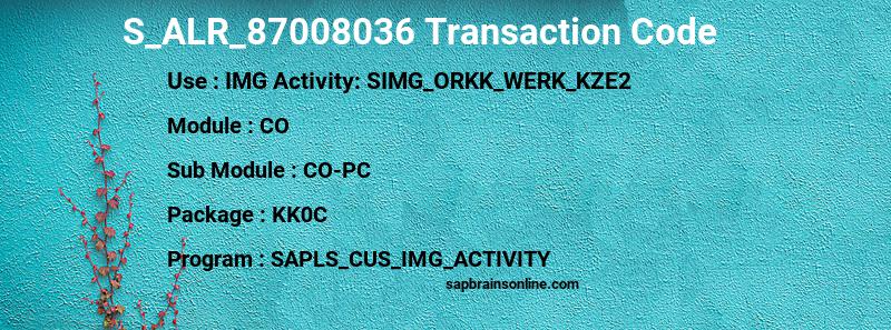 SAP S_ALR_87008036 transaction code