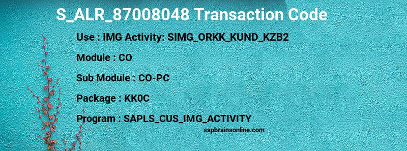 SAP S_ALR_87008048 transaction code