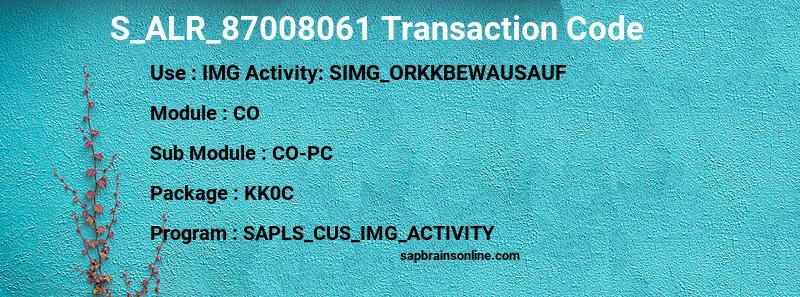 SAP S_ALR_87008061 transaction code