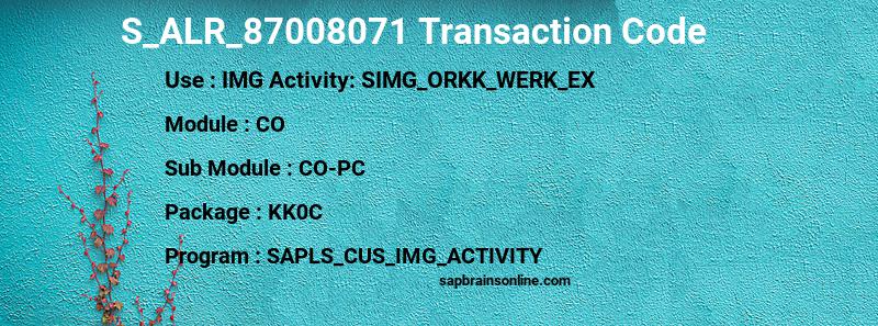 SAP S_ALR_87008071 transaction code