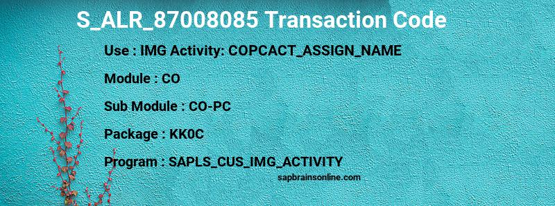 SAP S_ALR_87008085 transaction code