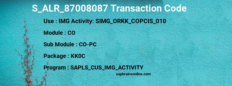SAP S_ALR_87008087 transaction code