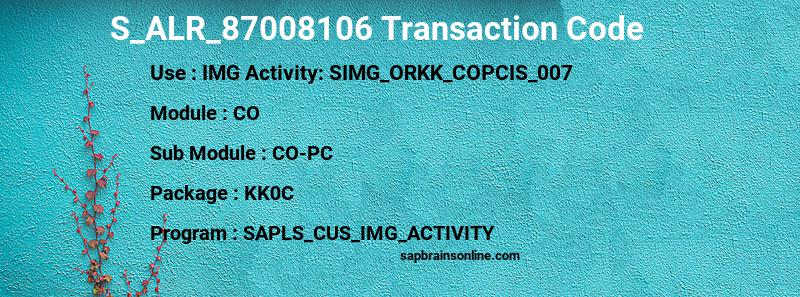 SAP S_ALR_87008106 transaction code