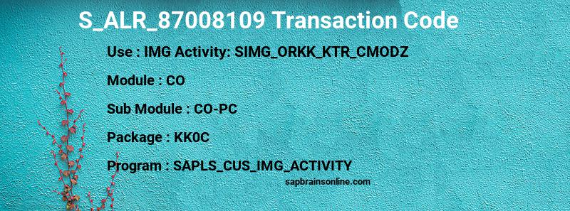 SAP S_ALR_87008109 transaction code