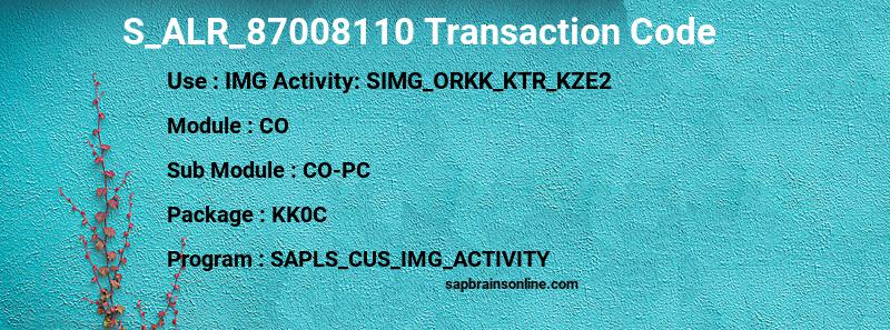 SAP S_ALR_87008110 transaction code