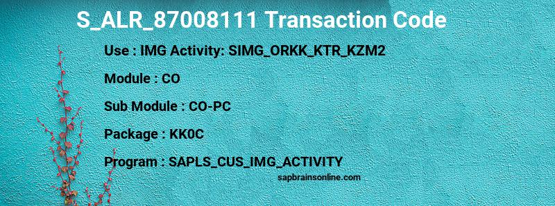 SAP S_ALR_87008111 transaction code