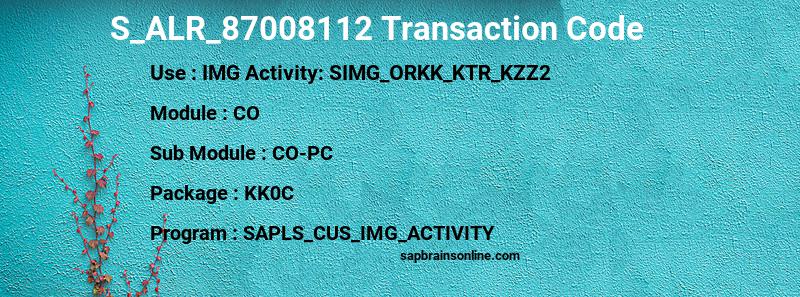 SAP S_ALR_87008112 transaction code